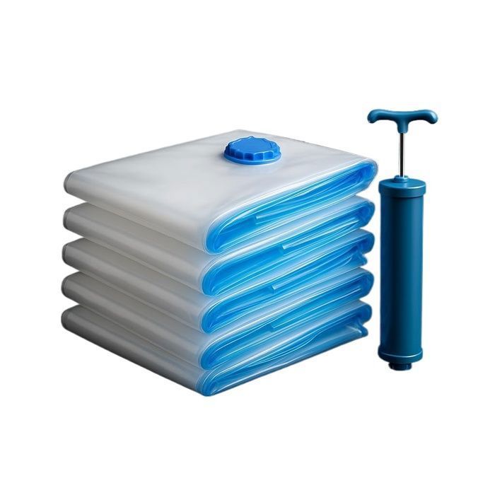 Lot de 5 sacs sous vide premium 50x60 cm avec pompe à main Boîte de rangement pour vêtements de voyage couette serviette