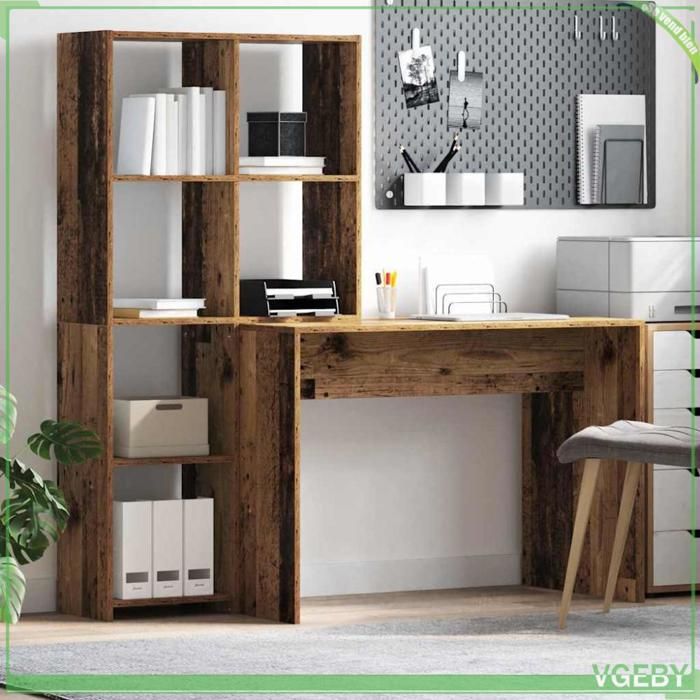 Bureau - 3337255 - Bois dingénierie - 4 étagères - 138 5 x 55 x 143 cm