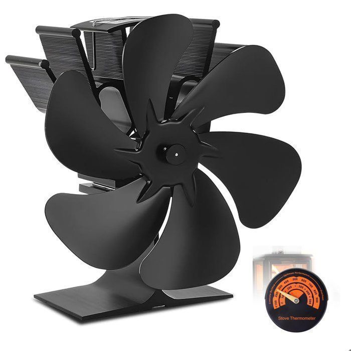 Ventilateur - 6 Pales avec Thermomètre - Noir - Sur socle - 142x114x197mm - Donfanlia