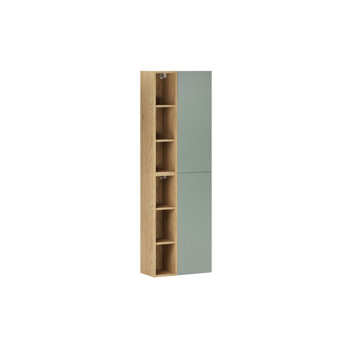 Meuble colonne de salle de bain suspendu ASTER vert 50 x 160 cm avec extension - étagères ouverte