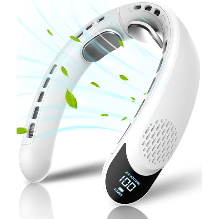 Ventilateur de cou portable - Belle commode - Affichage LED - 3 vitesses - Batterie 4000 mAh