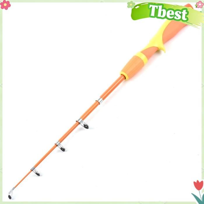 Tbest canne à pêche pliable Canne à pêche télescopique pour enfants 1. en fibre de verre canne à pêche Portable sport pack Orange