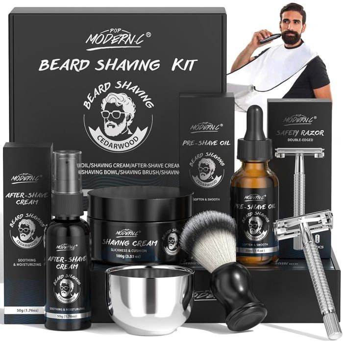 Kit Rasage Homme Coffret De Rasage 8 Pièces Pour Homme,Coffret Cadeau Pour Noël ...
