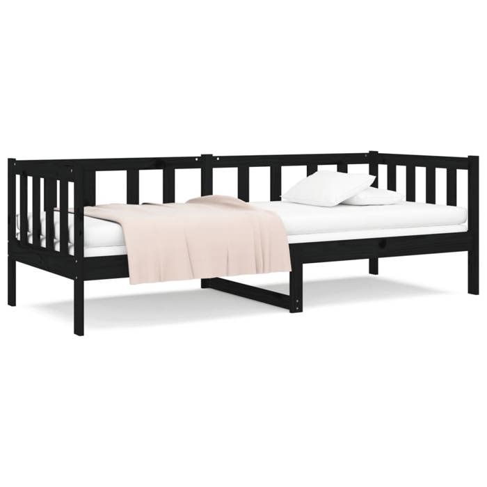 Mode Meuble de chambre - vidaxl - Lit de jour sans matelas - noir 90x190 cm bois de pin massif - pour maison N1B14578