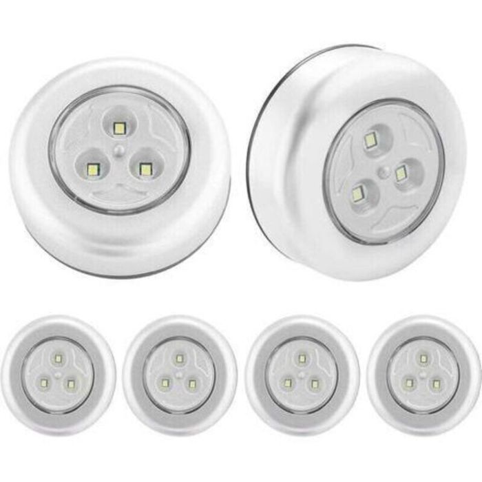 Lot de 6 veilleuses LED auto-adhésives alimentées par 3 piles pour armoire/armoire/étagère/entrée/cuisine/allée