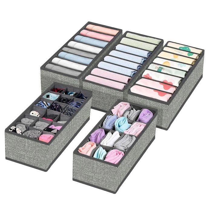 Lot de 5 Organisateurs de Tiroir Pliables - Rangement Sous-Vêtements Dressing pour Soutiens-Gorge Culottes Chau HOUSSE DE RANGEMENT