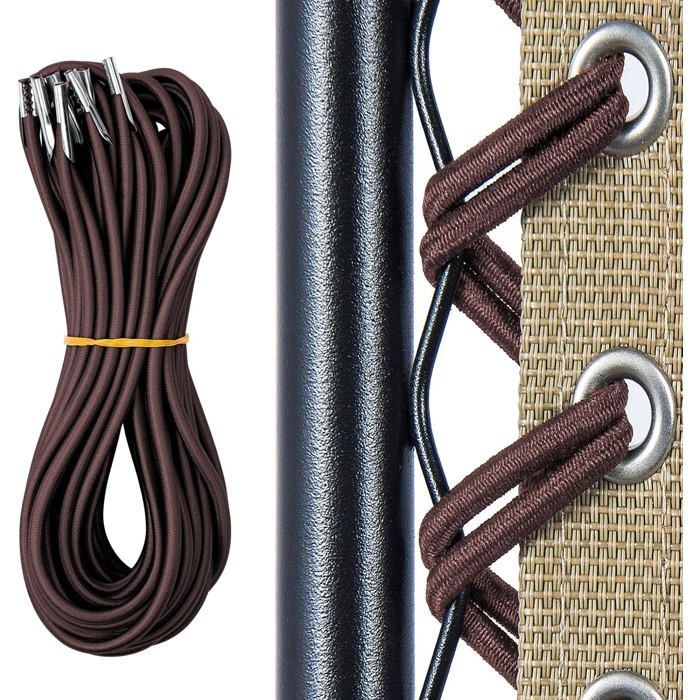 Lot de 4 cordes élastiques universelles de remplacement pour chaises pliantes fauteuils relax et transats à gravité zéro. - - Brown