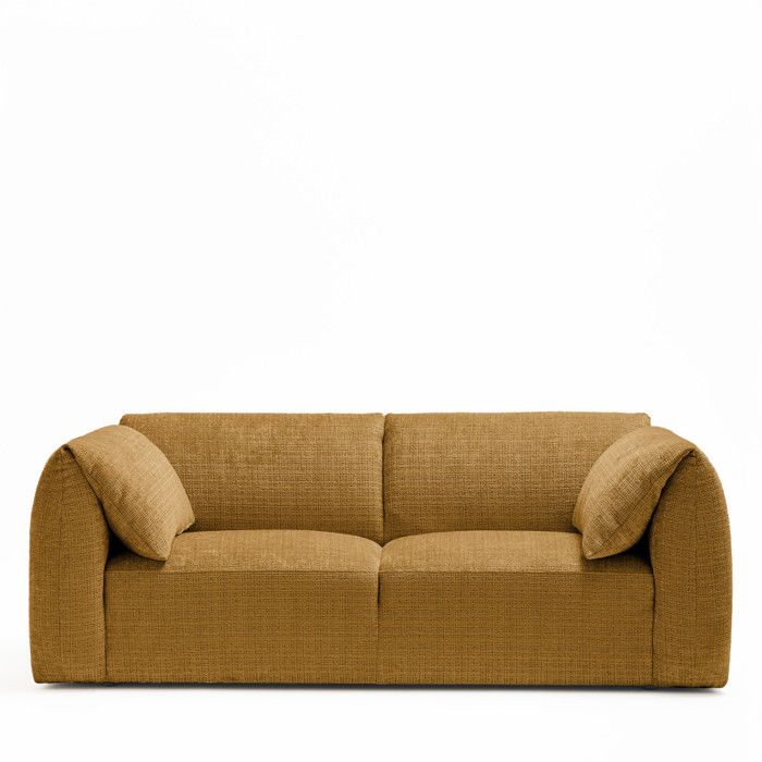 Logan - Canapé 3 places accoudoirs relevables avec tablette en tissu chenille - Bronze