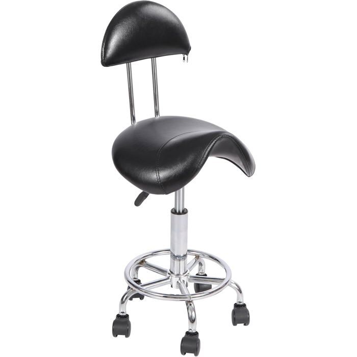Tabouret De Selle Roulant Avec Support Dorsal Ergonomique Et Pivotant-Tabouret Hydraulique Réglable Pour Dentiste Spa Salon [IN74]