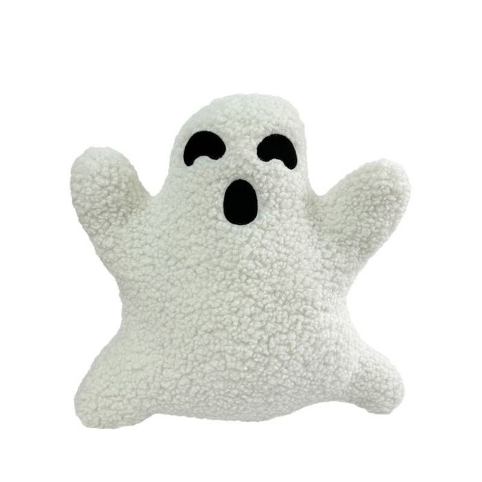 Coussin dHalloween fantôme – Coussin décoratif en peluche doux et effrayant – Coussin long en forme de fantôme blanc
