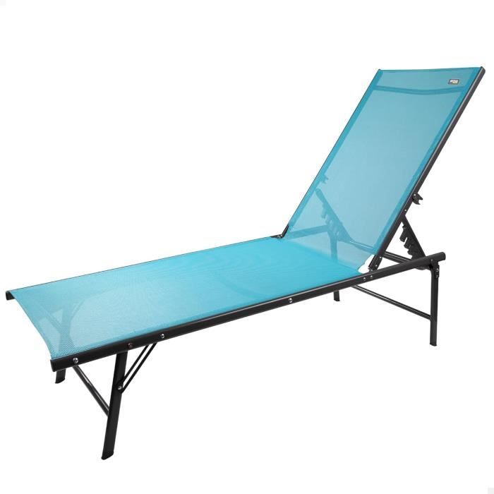 Chaise longue - Aktive - Pliante - Dossier inclinable 6 positions - Transport facile - Bleu Chaise longue - Aktive - Pliante - Dossier inclinable 6 positions - Transport facile - Bleu