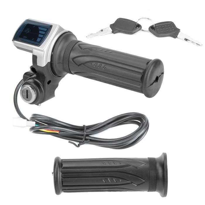 Poignée daccélérateur à LED Ashata - Noir - Accélérateur à demi-torsion 36V - Batterie