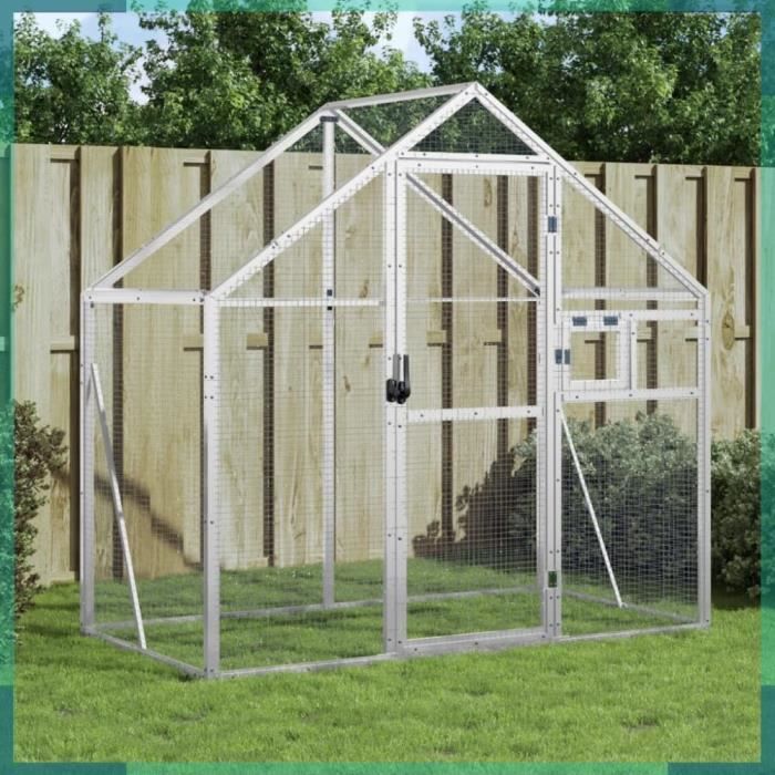 Meilleurs prix pour Volière argenté 179x100x185 cm aluminium-FHE152258