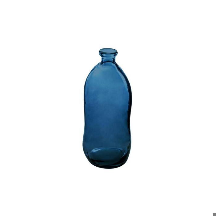 Vase Rond En Verre Recyclé Atmosphera - Bleu Orage - Ø20cm X H23cm - Déco Moderne