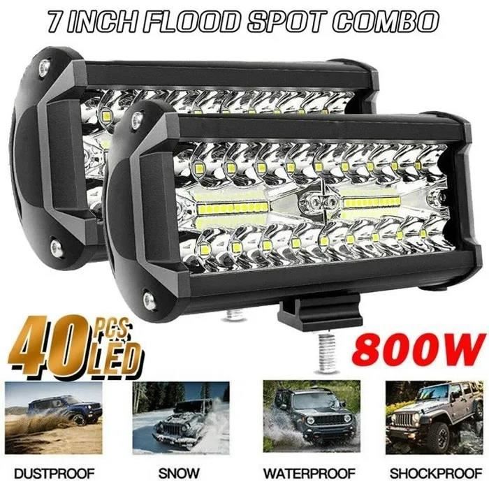 2PCS 800W Phare de Travail Carre a Leds DC 9V-30V Quad Camion Bateau Tracteur Offroad Imperméable