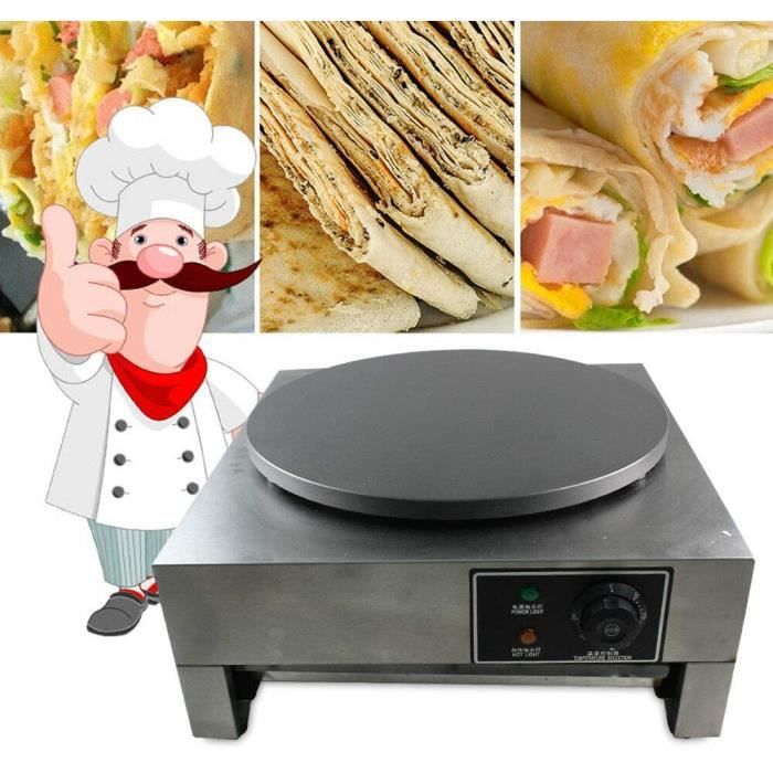 Crêpière Électrique Classique en Acier, Crêpière Ronde, pour Roti, Tortilla,
