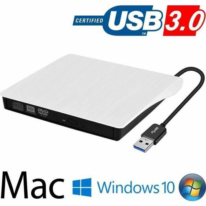 Lecteur Graveur DVD CD Externe USB 3.0 Ultra Slim Enregistreur Portable-Writer/R