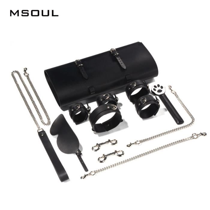 Kit Bondage SM Violet - Menottes Et Collier - Neuf, Pour Adultes, Fabriqué En France