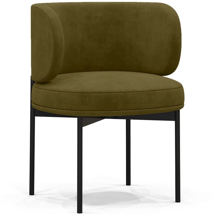Chaise de salle à manger - Revêtue de velours - Calibri Olive