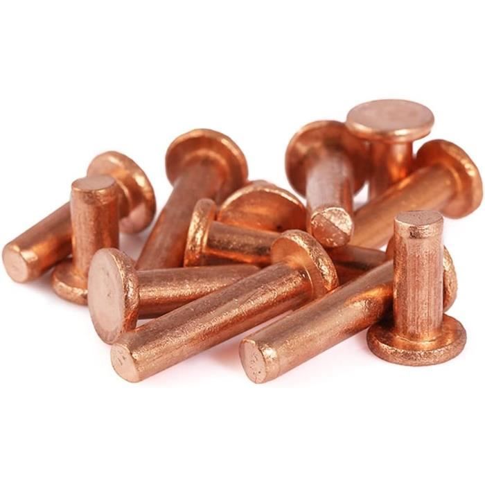 Lot De 20 Rivets De Fixation En Cuivre Massif À Tête Plate, M5 X 30 Mm
