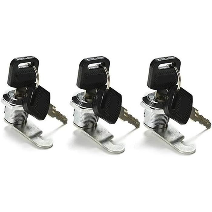 Serrure à Came (cam Lock) Moyenne Avec 2 Clés - Pour Meuble, Casier, Boîte Aux Lettres, Haute Sécurité, Acier Argenté