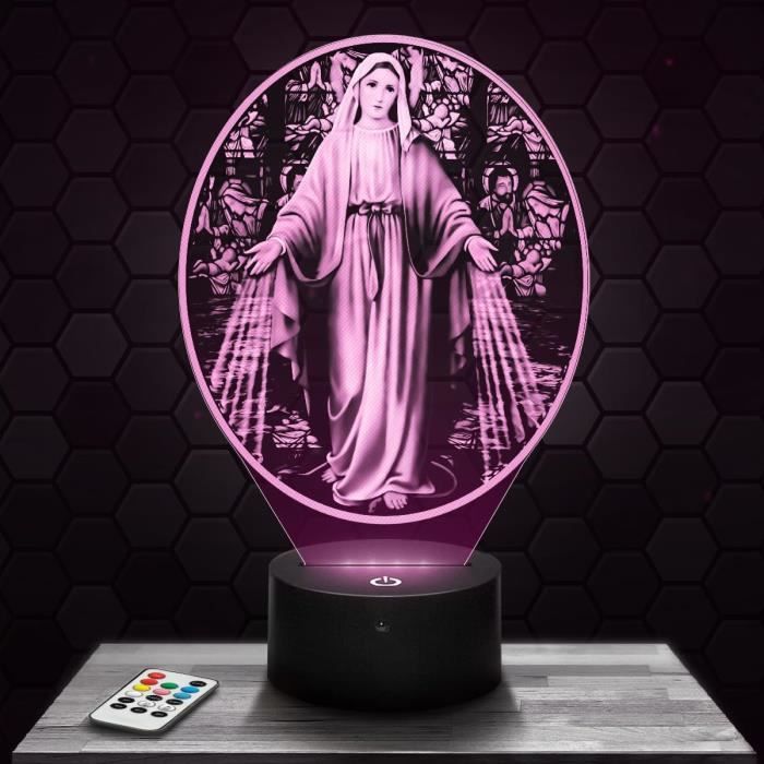 Lampe D'Ambiance Led Moderne Vitrail Vierge Marie Religion, Idée Cadeau