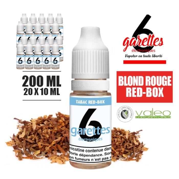 Eliquide 200ML TABAC ROUGE BLOND RED TOBACCO sans nicotine Eliquide pas cher 6GARETTES