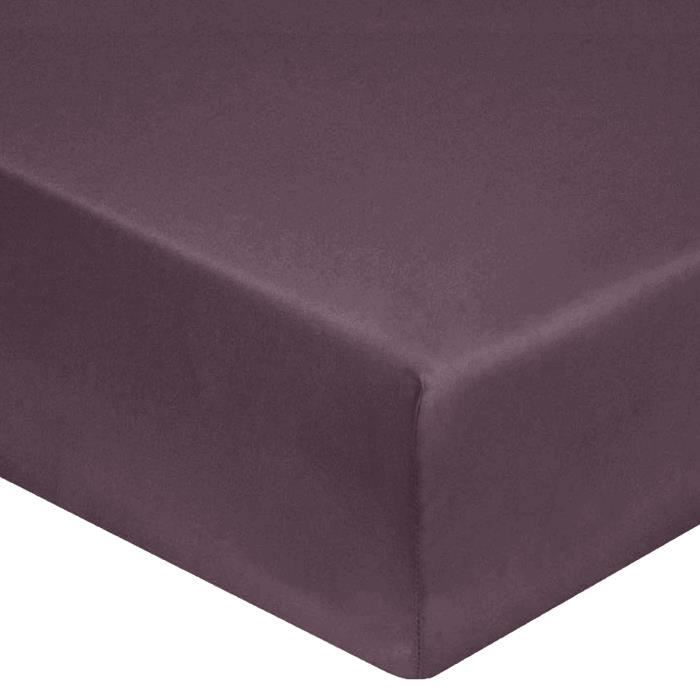 DRAP HOUSSE 140 x 190 cm GRIS ANTHRACITE VERITABLE PERCALE DE COTON Bonnet de 30 