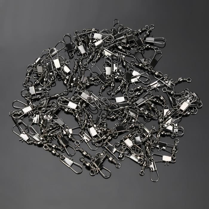 Lot De 100 émerillons Et Attaches De Pêche – Acier Inoxydable, Tailles 6# à 14#, Rotation Flexible, Pour Eau Douce/mer