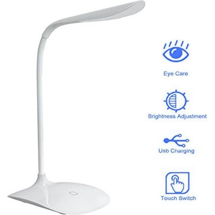 15€08 sur Lampe de Bureau LED, Blusea Lampe de Table 3 Niveaux de  Luminosité Ajustable Contrôle Tactile Angle Réglable et Flexible à 360°  avec Un Port Chargeur USB [Classe énergétique A+] 