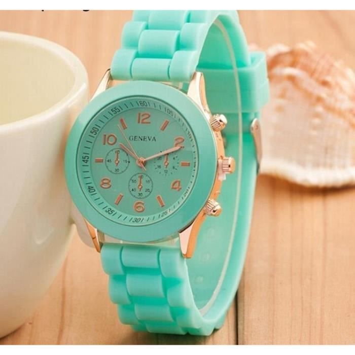 Montre étudiants Adolescents Montre Enfant Avaner - Bracelet Silicone Coloré - Cadran Chiffres Arabes - Réglable 16-21cm Montre Fille