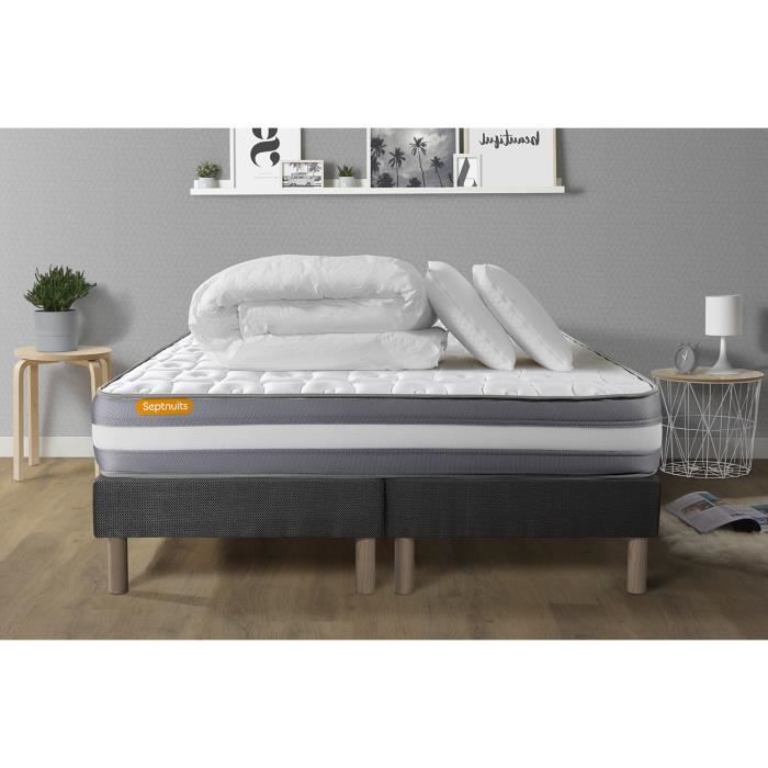 Ensemble matelas accueil latex 3 zones sommier noir 90x200 ENSEMBLE INITIAL