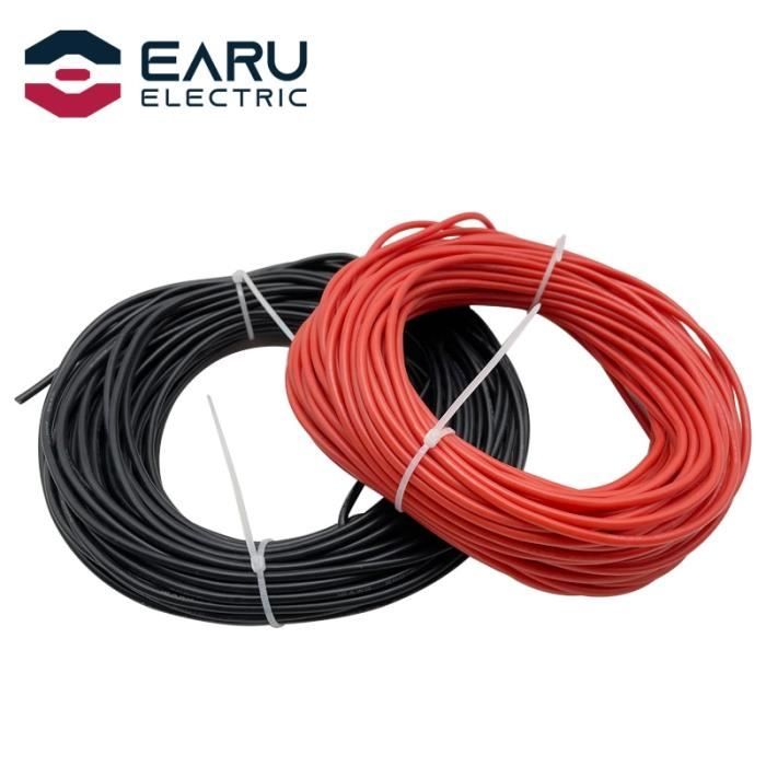 Fil De Silicone De 18 AWG6 Mètres Noir Et 6 Mètres Rouge Fil Flexible