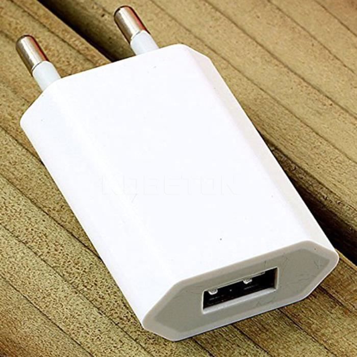 Chargeur USB mural 5V 1a, adaptateur secteur pour voyage à domicile, pour  iPhone 5 5s 5C 6 6S 7 whtie EU -ALYZ00325 - Cdiscount Informatique