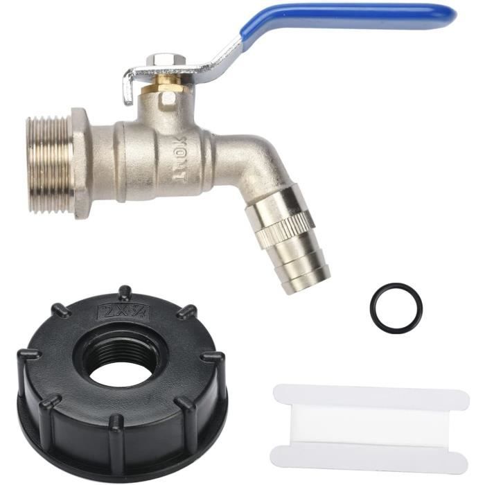 Robinet De Cuve IBC 1000 Litres - Adaptateur Alliage S60x6 3/4" 1/2", Pour Récupérateur D'eau De Pluie, Jardin