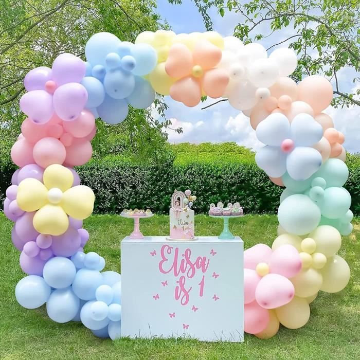 Location- Petite arche recouvert guirlande de ballons et panneau lumineux