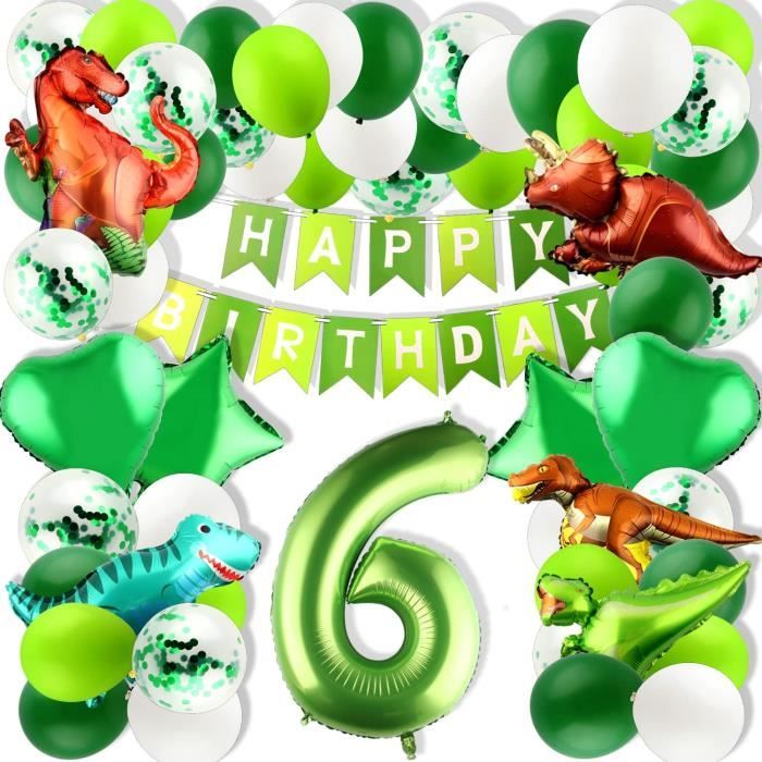 Décoration Anniversaire 1 An Dinosaure - Lot De 11 Ballons Dont Un En Aluminium, Thème Caramel/vert