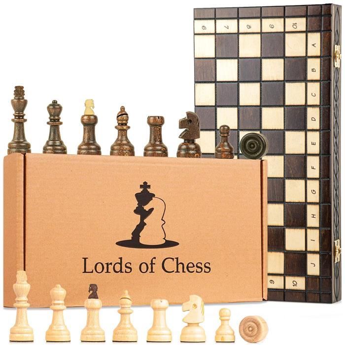 Jeu D'échecs En Bois Pliable Master Of Chess - Échiquier 42cm, Pièces Feutrées - Fait Main, Portable