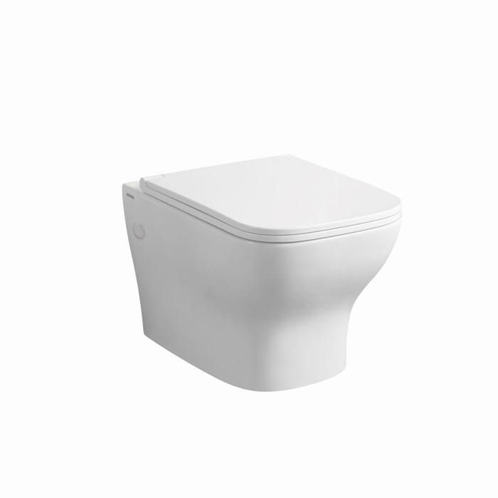 WC Suspendu Lavita Complet - Cuvette Sans Rebor + Abattant Soft-Close + Élément Mural - Blanc