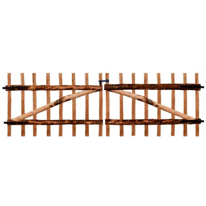 Portillon De Clôture En Bois De Noisetier VidaXL - 100x60 Cm, Imprégné, Résistant Aux Intempéries - Porte Jardin Rustique Avec Charnières