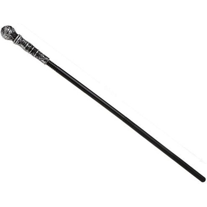 Canne sceptre argenté 80 cm - Noir