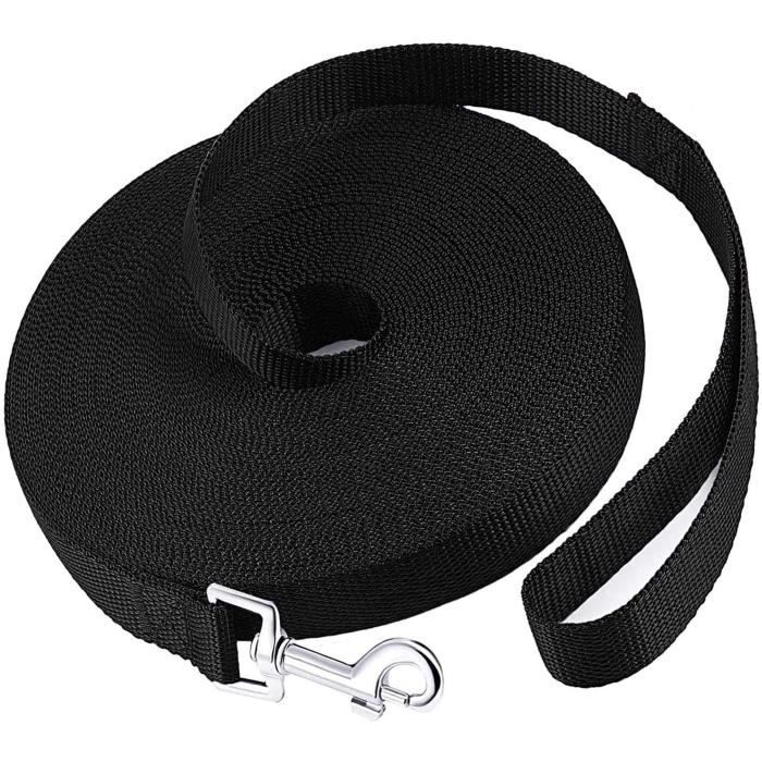 Longe pour Chien, (10m Noir) Laisse Chien avec Poignée de Rangement Longue Corde Chien,pour Chiens, Idéal pour la randonnée, Le