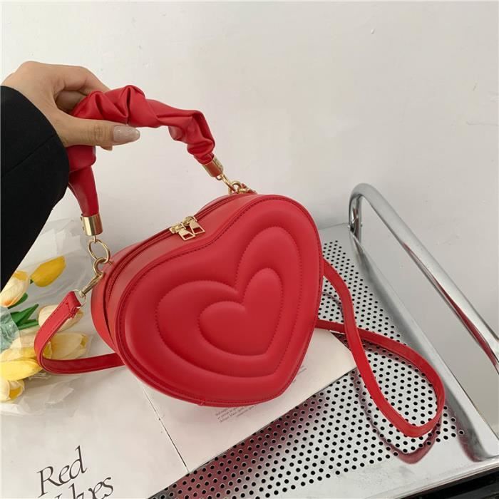 Rouge 22x19x8cm Sac A Main En Forme De C ur Pour Femmes Petit Sac A Bandouliere De Styliste En Cuir Pu S Cdiscount Bagagerie Maroquinerie