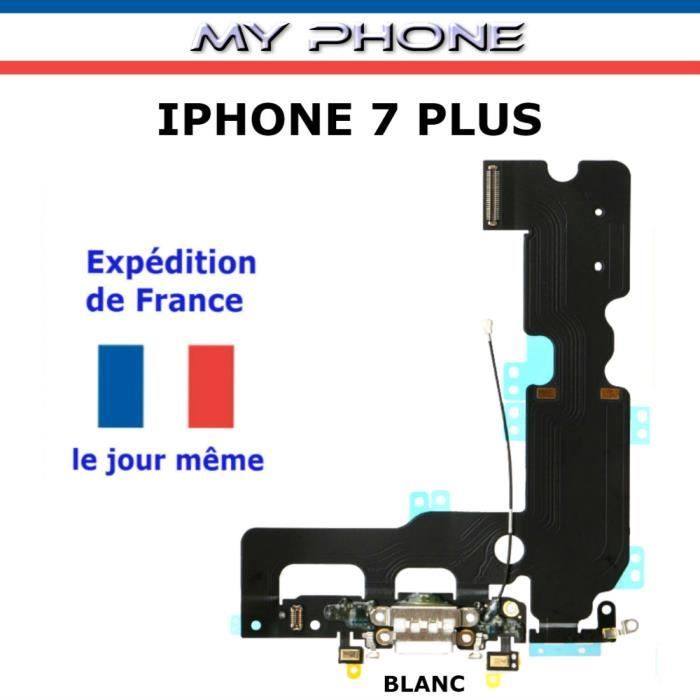 **Connecteur de CHARGE pour APPLE IPHONE 7 PLUS BLANC + Microphone + Antenne Dock Port micro USB Nappe Flex