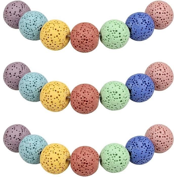 10 Perles De Lave Naturelles - 15.5-16 Mm Sans Trou, Pour Diffusion Parfum Ou Bijoux DIY