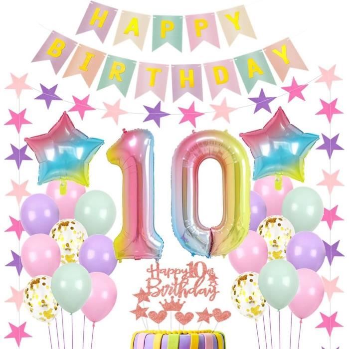 Set 10 Ans Anniversaire Fille - Couronne Cristal Or Rose + Écharpe 'It's My 10th Birthday' - Cadeau Parfait Princesse 10 Ans