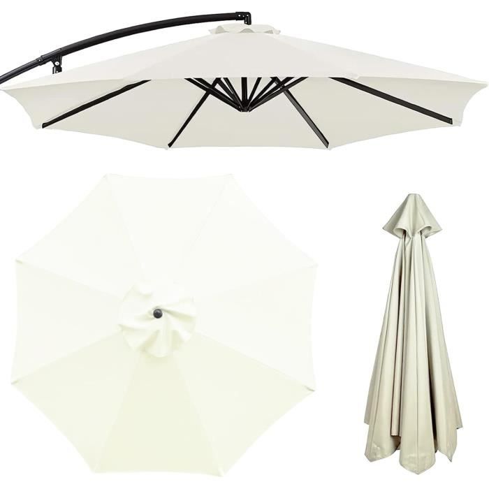 Tissu De Remplacement Parasol Déporté VidaXL 350cm - Anti-UV Anti-Décoloration Blanc Sable - Toile De Rechange