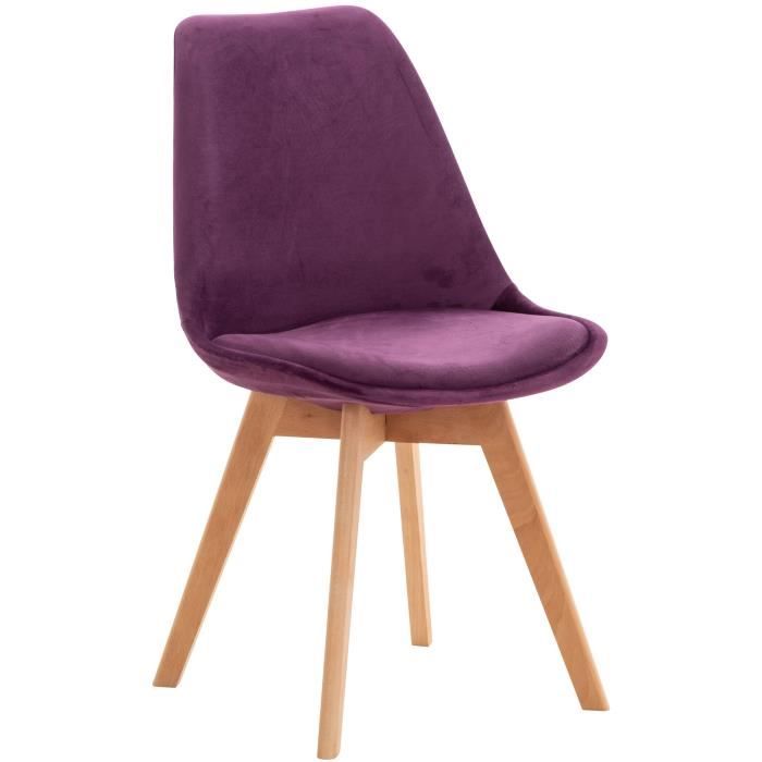 Chaise de salle à manger - cuisine Linares - Violet - Velours - Bois massif - Confortable et design