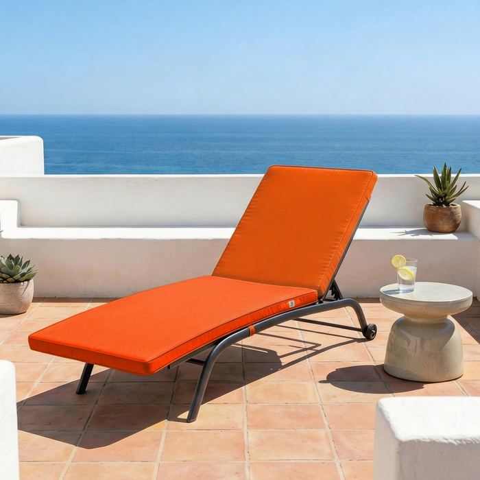 Coussin pour transat déhoussable 185x60x5cm orange