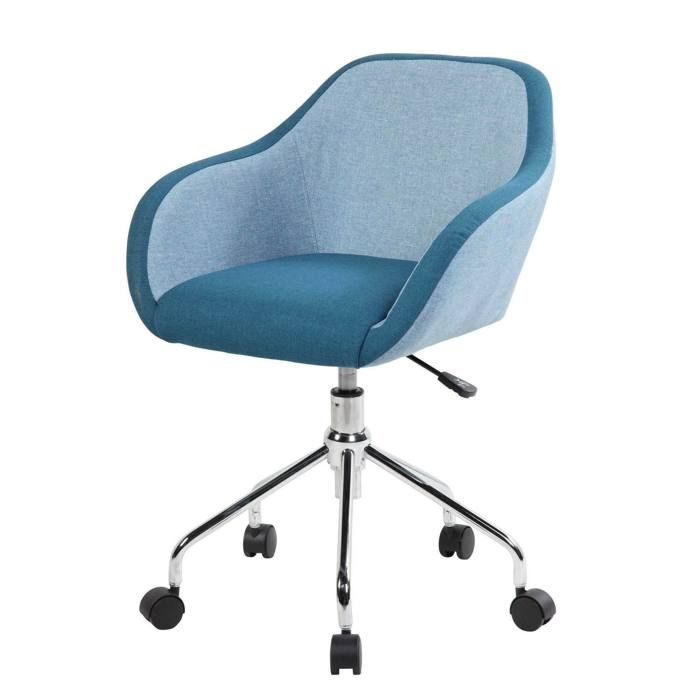 Dmora - Chaise à roulettes Bardello 56 x 58 x h 84 cm bleu Acier et Tissu Dmora - Chaise à roulettes Bardello 56 x 58 x h 84 cm bleu Acier et Tissu